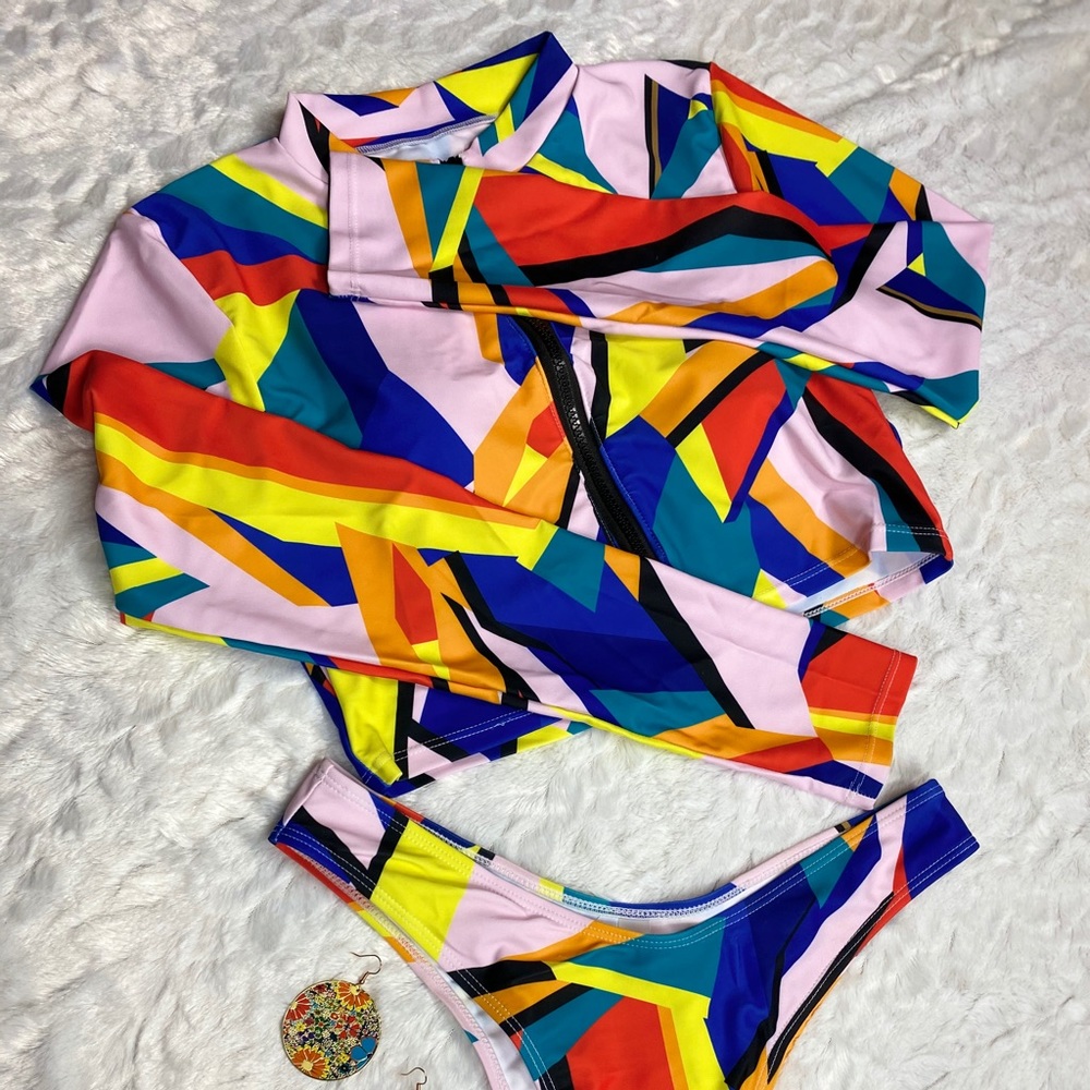 Color-block Swimwear Set
